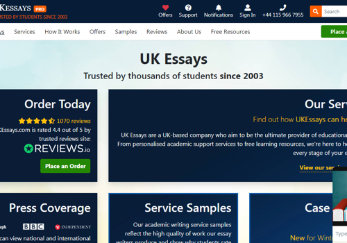 Web Design Package Example: UK Essays Website Design using Modern Bootstrap & HTML/CSS