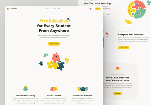 Web Design Package Example: Educational Platform Landing Page Design