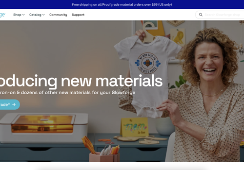 E-Commerce Development Package Example: Glowforge Priority Support