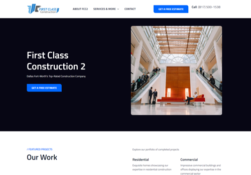 Search Engine Optimization Package Example: First Class Construction 2