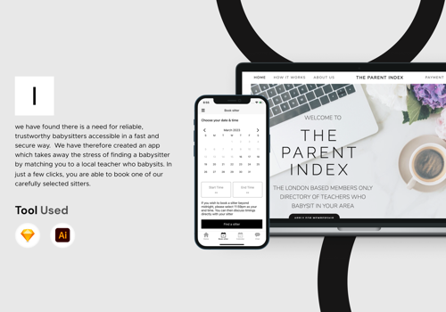 UX/UI Design Package Example: The Parent Index - Baby Sitting Directory App