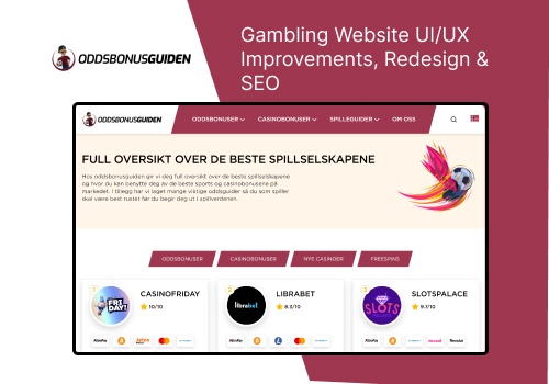Web Design Package Example: Gambling Website UI/UX Improvements, Redesign & SE