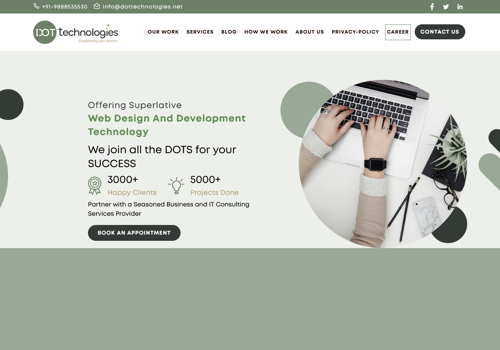 Web Development Package Example: Online presence for DOT Technologies