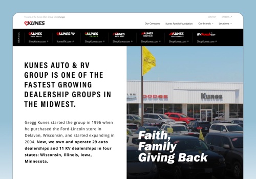 Web Design Package Example: Kunes Group