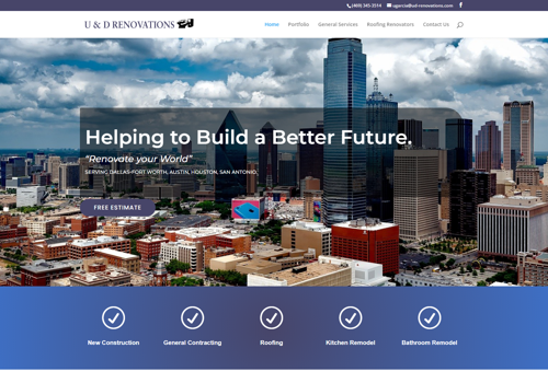 Web Design Package Example: U&D Renovations