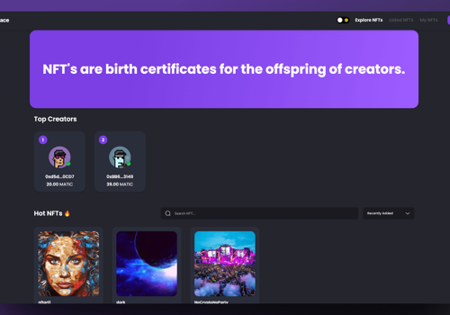 Blockchain Package Example: NFT Marketplace