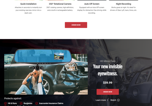 E-Commerce Development Package Example: HD Mirror Cam