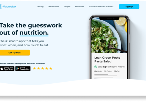 Web Design Package Example: Web Design for Nutrition SaaS Platform