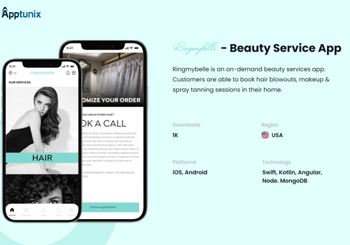 UX/UI Design Package Example: Ringmybelle Beauty Services Delivered to Your Door