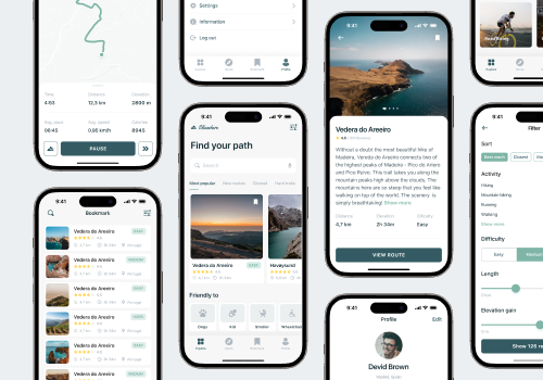 UX/UI Design Package Example: Elsewhere - Tracking iOS app