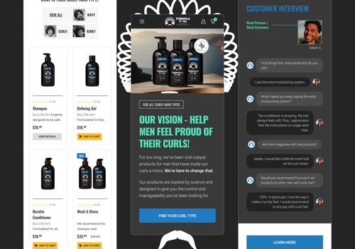 Web Design Package Example: Formula F=fx WooCommerce Website