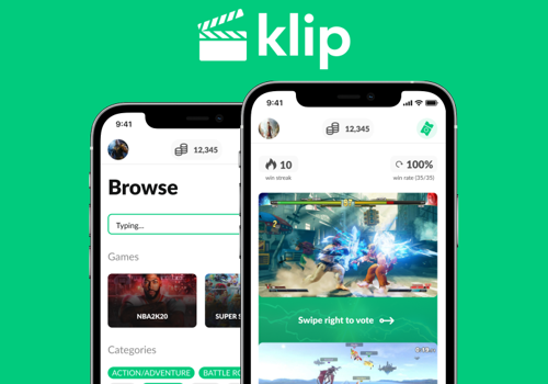 Mobile App Development Package Example: Klip - entertaining gaming clips
