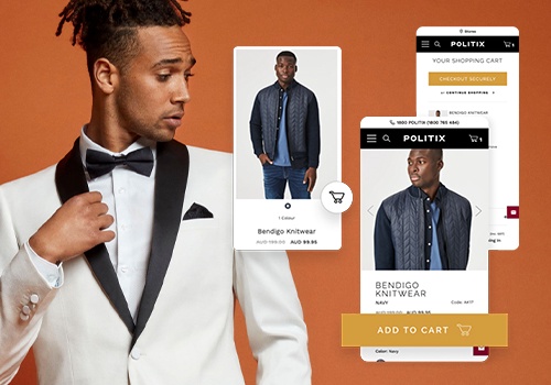 UX/UI Design Package Example: Politix: Online sales grew 158% with design revamp