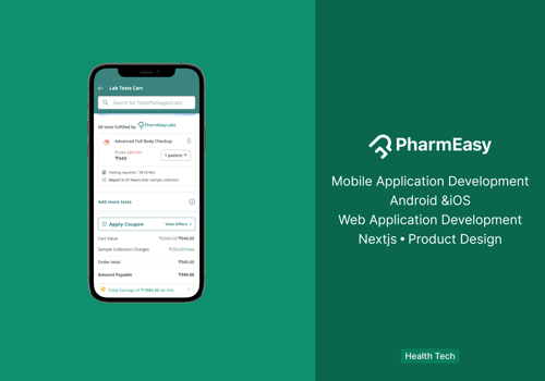 UX/UI Design Package Example: Mobile & web application development for Pharmeasy