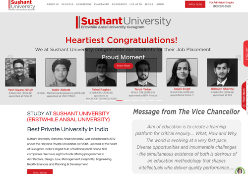 Search Engine Optimization Package Example: SEO Project for SUSHANT UNIVERSITY