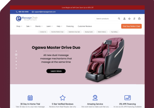 E-Commerce Development Package Example: Massage Chair Shopify Store