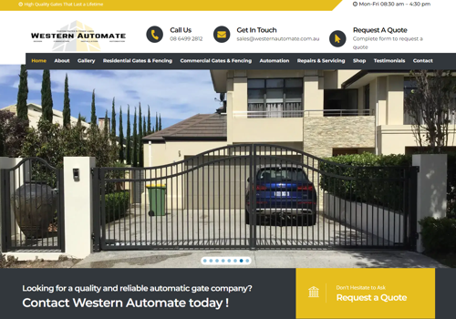E-Commerce Development Package Example: Website createion for Automate Gates