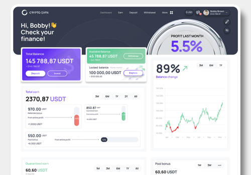 Web Design Package Example: Finance Dashboard | Crypto Staking