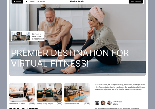Search Engine Optimization Package Example: Virtual Fitness & Yoga Web Design - Modern, Intera