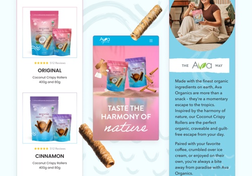 Web Design Package Example: Ava Organics Shopify Landing Page