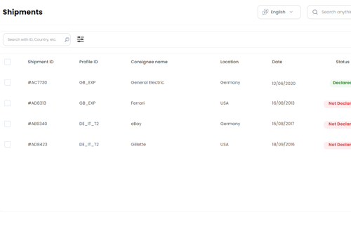 Web Development Package Example: Export Declaration Software