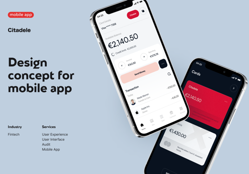 UX/UI Design Package Example: Citadele mobile app redesign concept