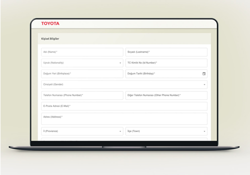 Web Design Package Example: Toyota Application System