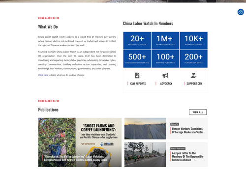 Web Development Package Example: China Labor Watch