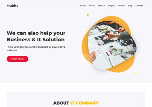 Web Design Package Example: Mubitt - IT Solutions and Services Company HTML Template