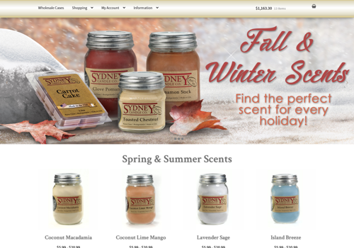 Web Design Package Example: Sydney Candle - Long term client 2012-2021