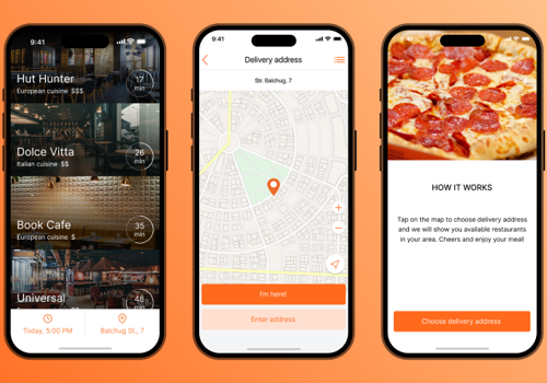 UX/UI Design Package Example: FoodFox, a mobile app offering swift food delivery