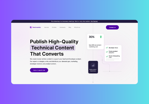 Web Design Package Example: Hackmamba | B2B Technical Content Website