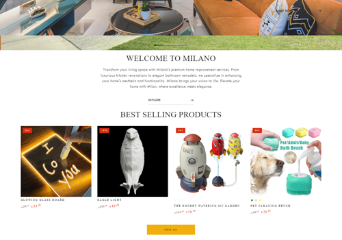 E-Commerce Development Package Example: Milano Store Project