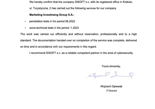 Cybersecurity Package Example: Penetration and Socio-Technical tests