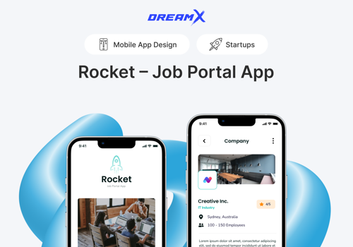 UX/UI Design Package Example: Rocket – Job Portal App Design