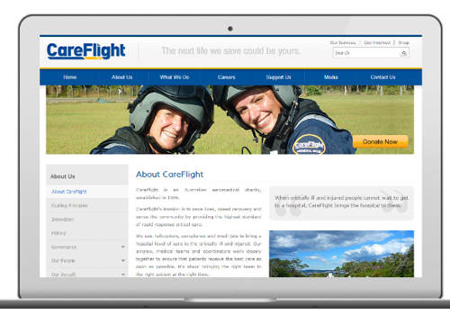 Web Development Package Example: CareFlight: Website Design & Development