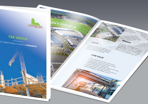 Graphic Design Package Example: Company profile for Yu Construction Sdn Bhd