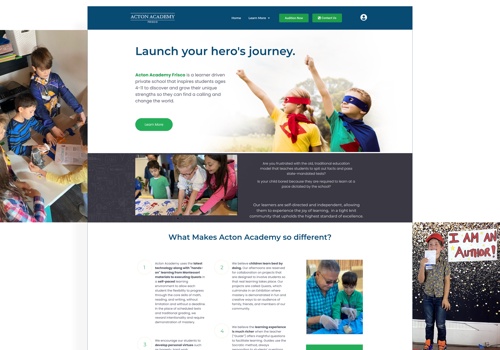 Web Design Package Example: Acton Academy Frisco