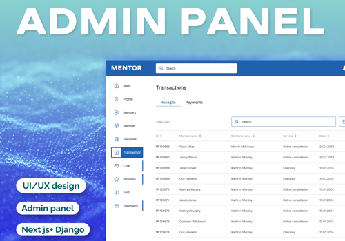UX/UI Design Package Example: Admin Panel