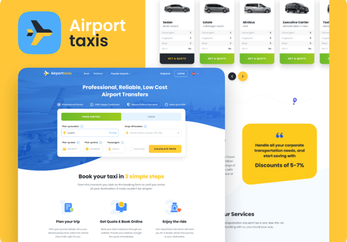 Web Design Package Example: Custom Booking System, CRM & Mobile: Airport Taxi