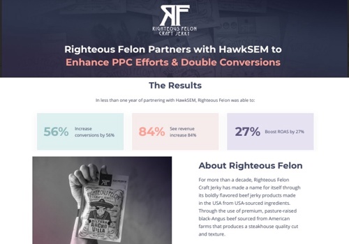 Pay Per Click Package Example: Righteous Felon Partners with HawkSEM for PPC