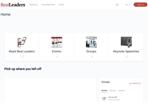 Web Design Package Example: Real Leaders Membership Community