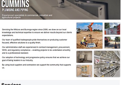 Web Design Package Example: Cummins Plumbing - Website Re-Design