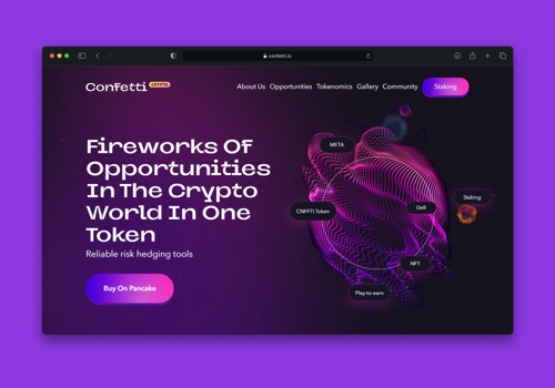 Web Development Package Example: Confetti - NFT crypto project (Webflow)