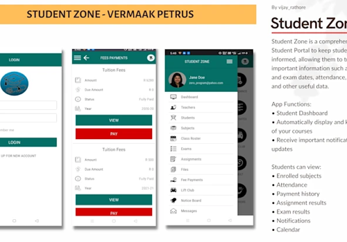Mobile App Development Package Example: STUDENT ZONE