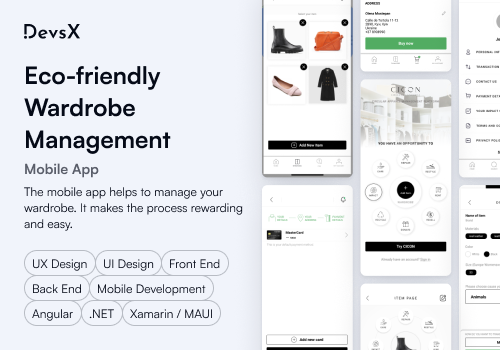 Mobile App Development Package Example: Mobile | Eco-friendly wardrobe management