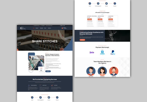 Web Design Package Example: Shark Stitches And Printing WordPress Website