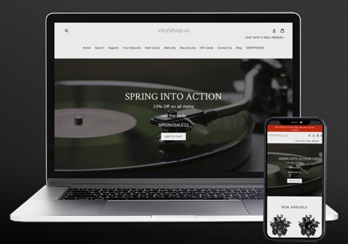 Web Design Package Example: VinylshopUS