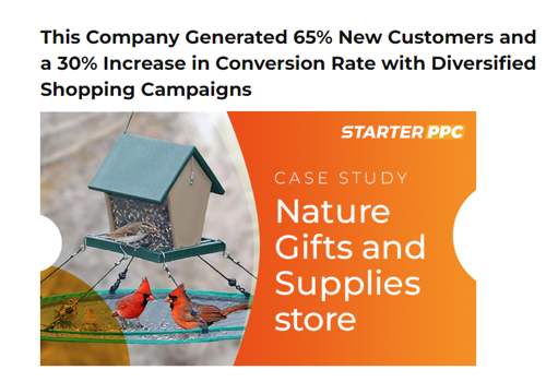Pay Per Click Package Example: Nature Gifts and Supplies- Case Study
