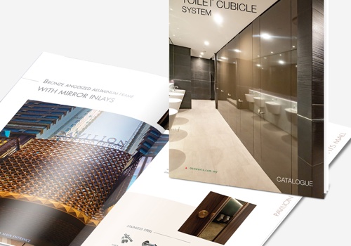 Graphic Design Package Example: Toilet Cubicle Systems Catalog Design